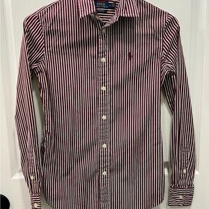 Ralph Lauren Red and White Striped Casual Shirt